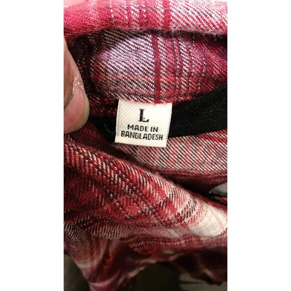 Jachs Girlfriend Women's Red Plaid Button-Up Shirt Size L Long Sleeve Soft - Picture 7 of 8